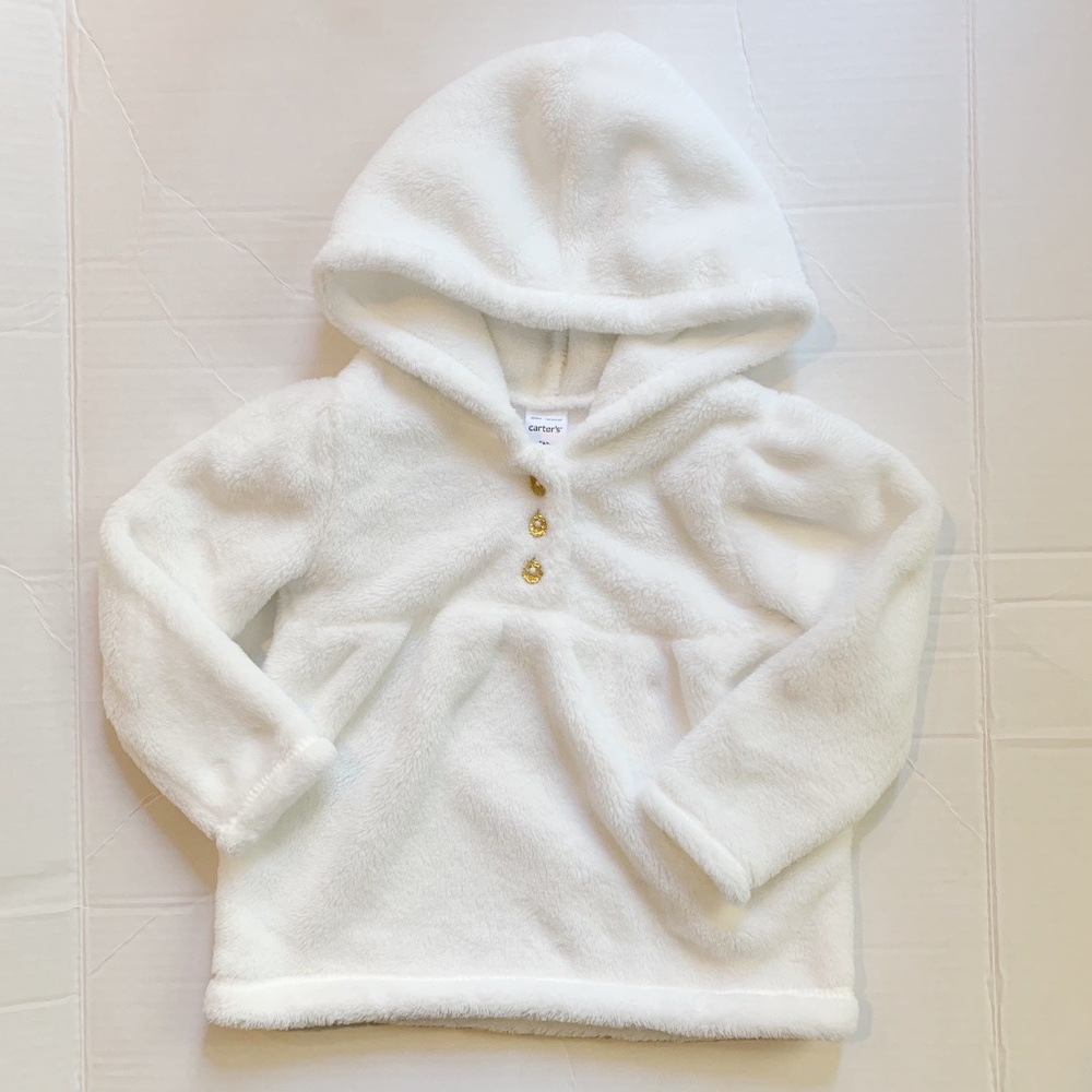 Carter’s White Fuzzy Hooded Top, , Size 2T
